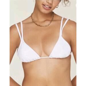 NEW Andie X Demi Moore White The Cannes Swim BIKINI Top Size Small